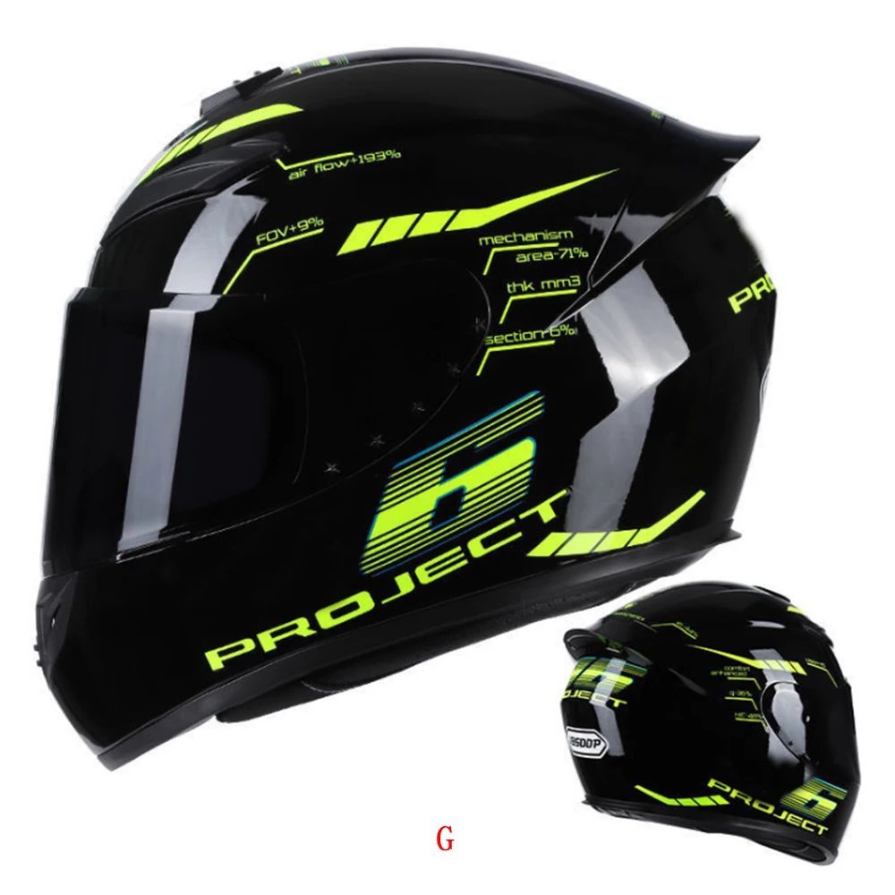 Adult Full Helmet Breathable Motorcycle Full Helmet Fashion Pulse Texture Motorcycle Helmet Black Mirror Racing Helmet