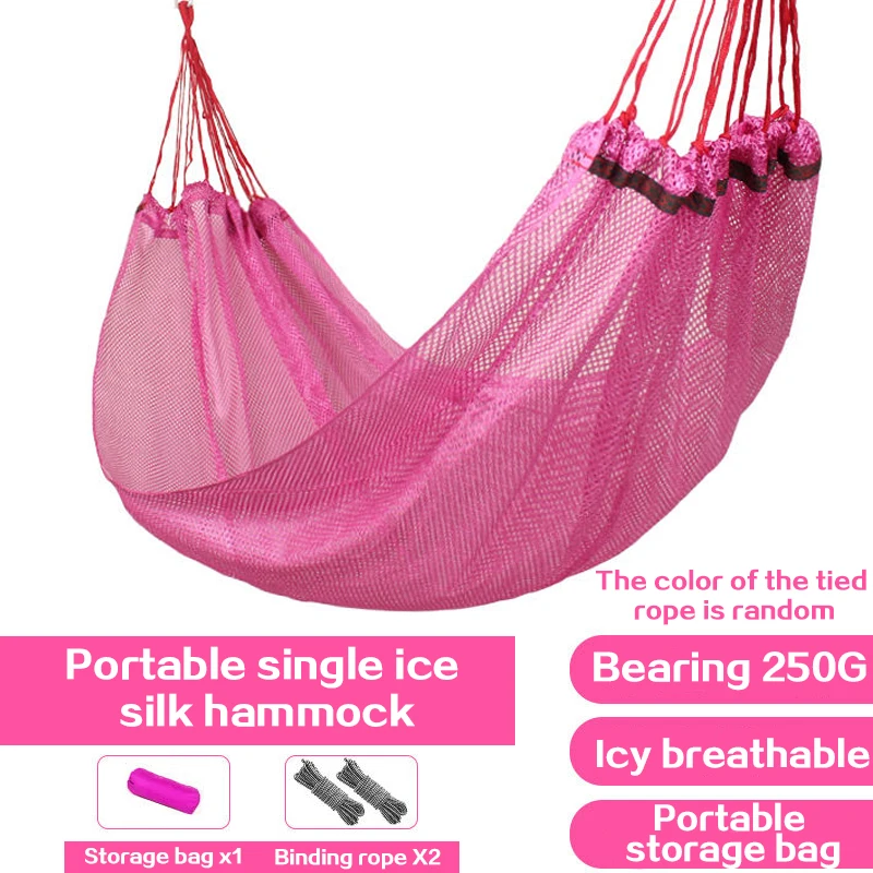 

Outdoor Hammock Portable Garden Hammock Sports Home Travel Camping Swing Single Ice Silk Mesh Bed Hunting Sleeping Swing