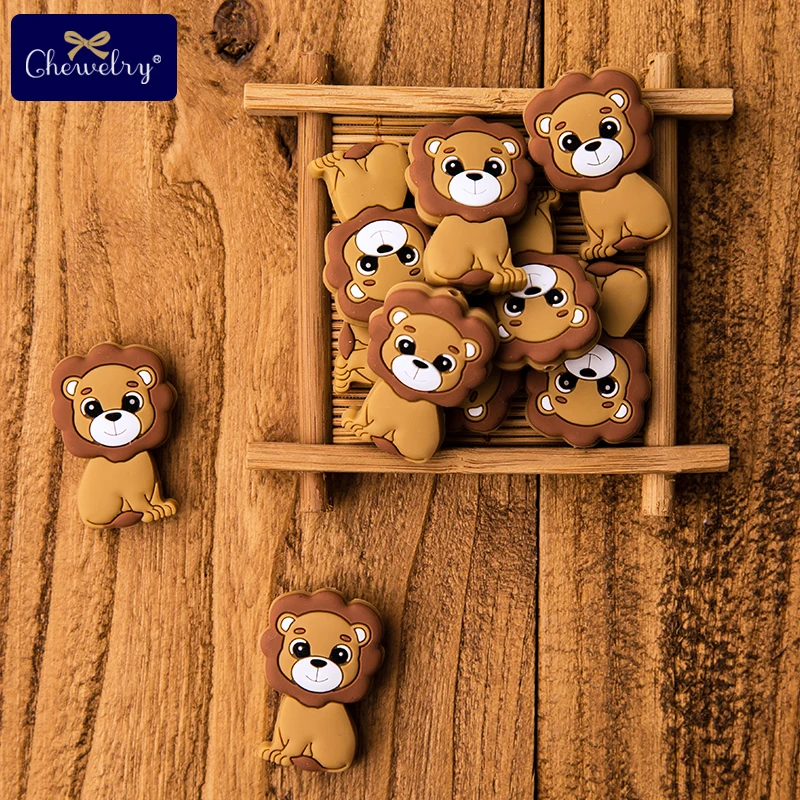 5PC Baby Teether Rodents Cute Lion Silicone Beads Baby Toys DIY Pacifier Chain Necklaces Pendant Bite Chew For Children Products