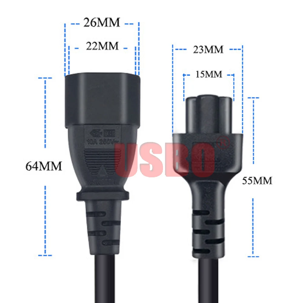 サーバー電源ケーブル,iec320 c14からc5までの延長コード,黒,0.2m,0.6m,1.8m,3.0m,pvc