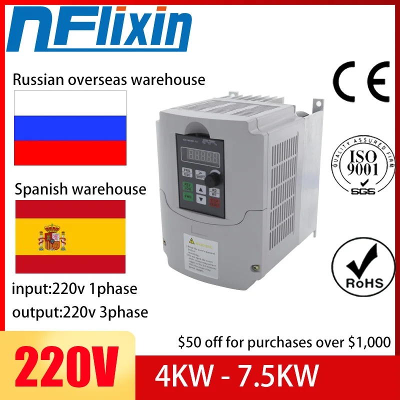 For Russian! 0.75KW- 5.5KW For water pump Frequency Inverter 1phase 200v input 3 phase 200v output VFD 220V NFlixin