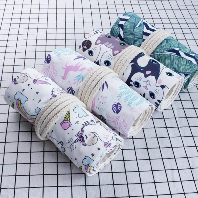 Cute Unicorn School Pencil Case Roll Kawaii Cat Pencilcase Big Penal for Girls Boys Cartridge 36/48/72 Holes Pen Bag Stationery