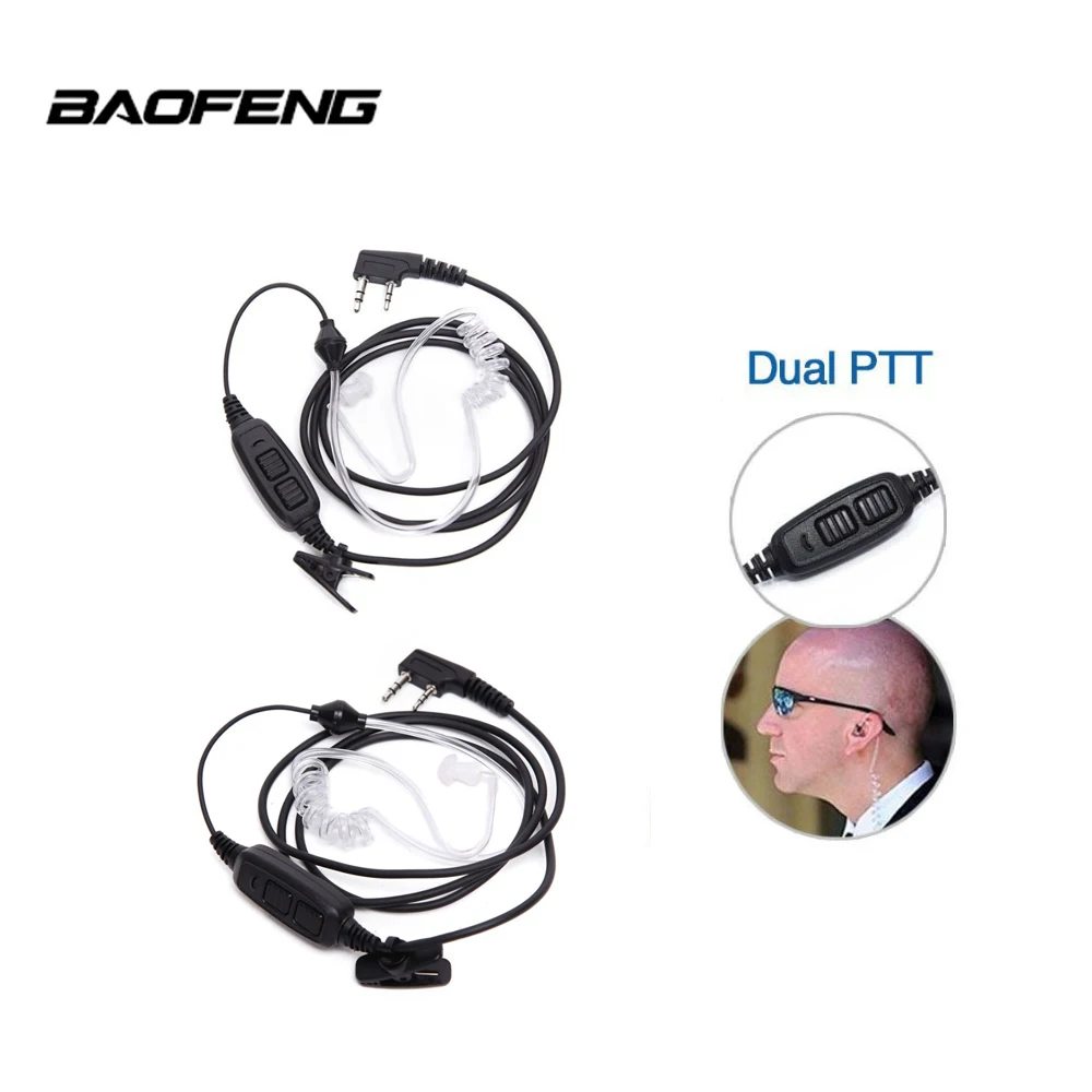 

2Pcs Original Baofeng PTT Air Tube Earphone Baofeng UV-82 UV-8D Dual PTT Airtube Earpieces