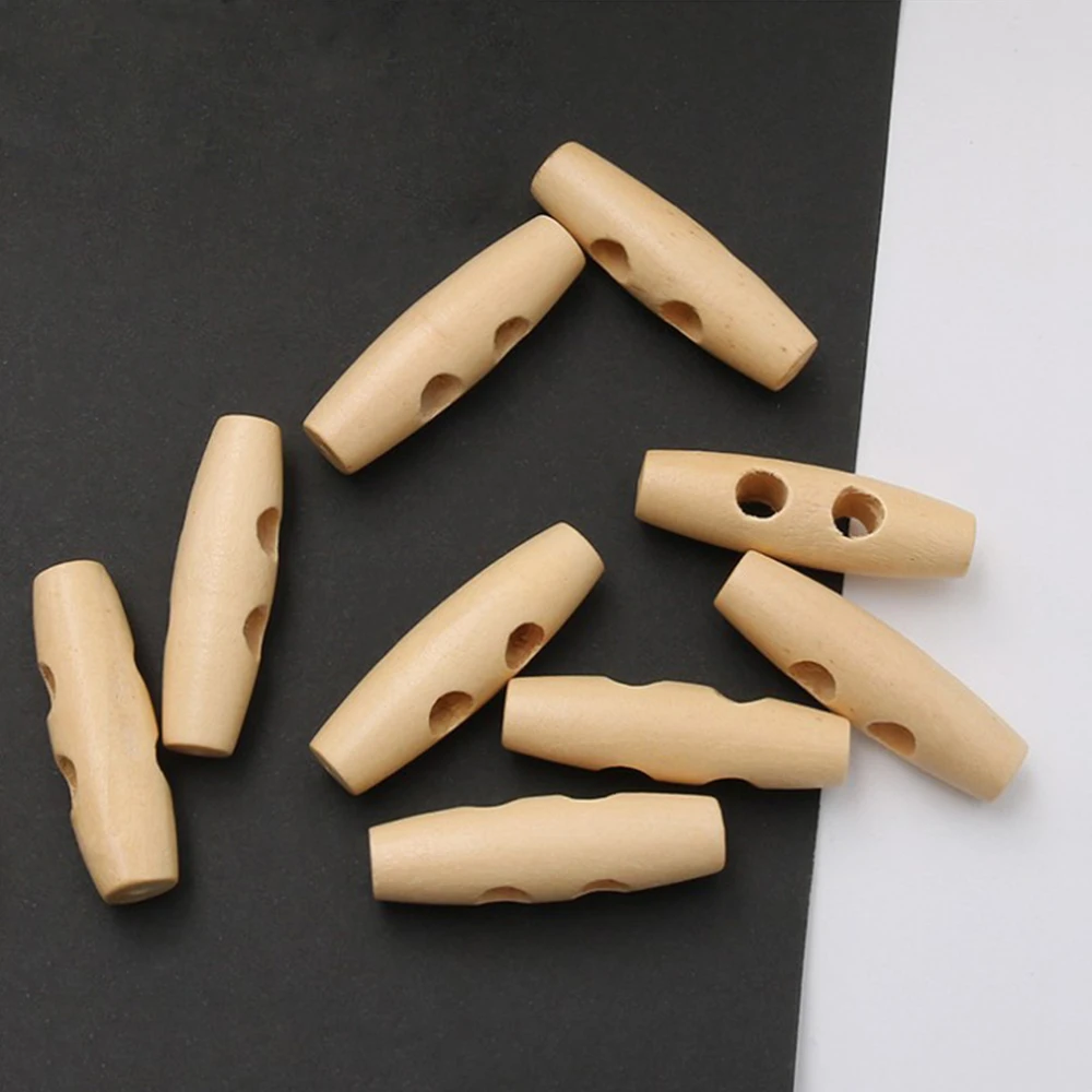 Horn Toggle Buttons Natural Wooden Button With 2 Holes Sewing Supply For Craft Handmade Diy Clothing Accessories 3/4/5/6 Cm