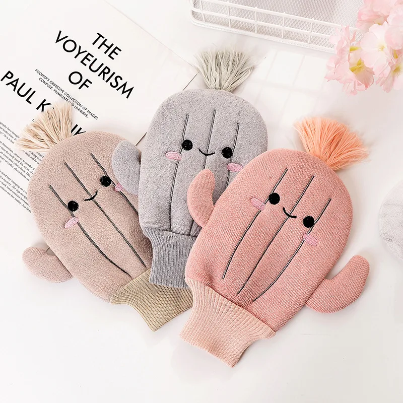 1PC Creative Baby Bath Gloves Children Cartoon Cactus Bath Towel Scrubbing Gloves Body Clean Sponge Bath Accessories Soft Gloves