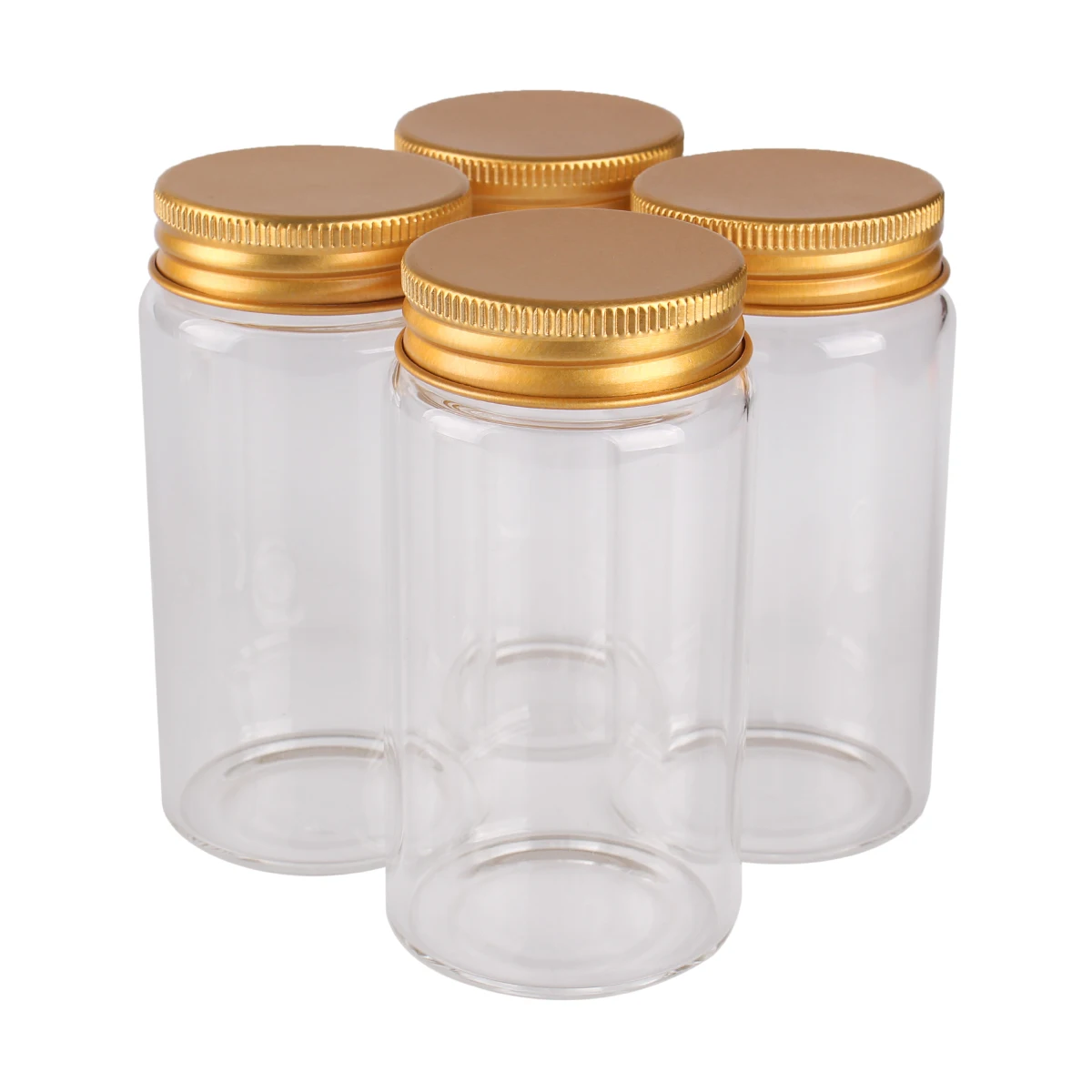 12 pieces 120ml 47*90*34mm Glass Bottles with Golden Aluminum Lids Spice Bottles Pill Container Candy Jars Vials for Wedding Gif