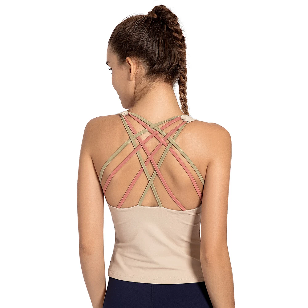 LUKITAS Women Yoga Vest Sports Cross Fitness Tight Running Training Workout Female Yoga Shirts Nylon Sportswear Vest Tank XL