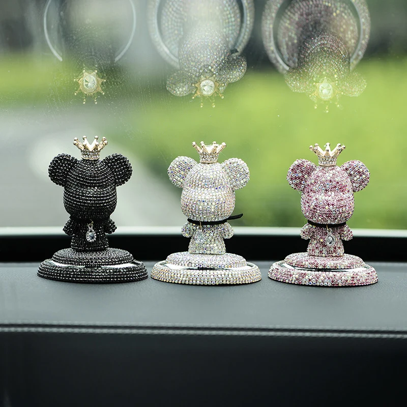 Cute Cartoon ponury niedźwiedź odświeżacz powietrza do samochodu diament Ornament Auto Dashboard dekoracja wnętrz kryształ stałe odświeżacz do samochodu naklejki
