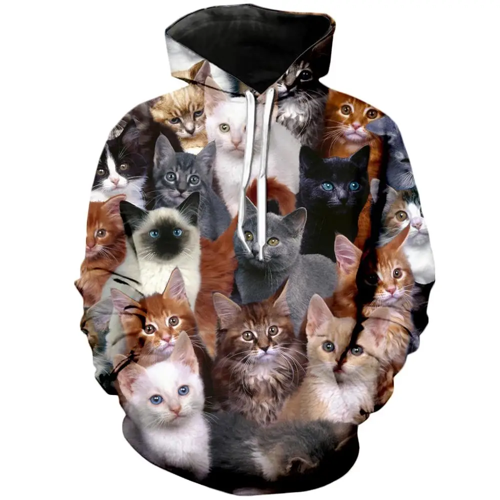 

PLstar Cosmos Drop shipping 2020 autumn Fashion Hoodie Animal cute cat Collage 3d Print Men's Women's Casual Hooded Sweatshirt