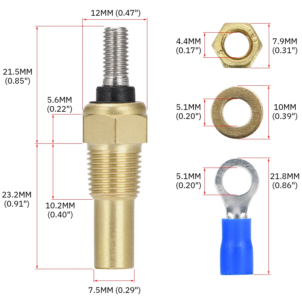 2 Pieces 12V 1/8 NPT Racing Car Oil Temp Sensor Water temperature Sensor Water Temp Sensor Gauge Sensor TSU01