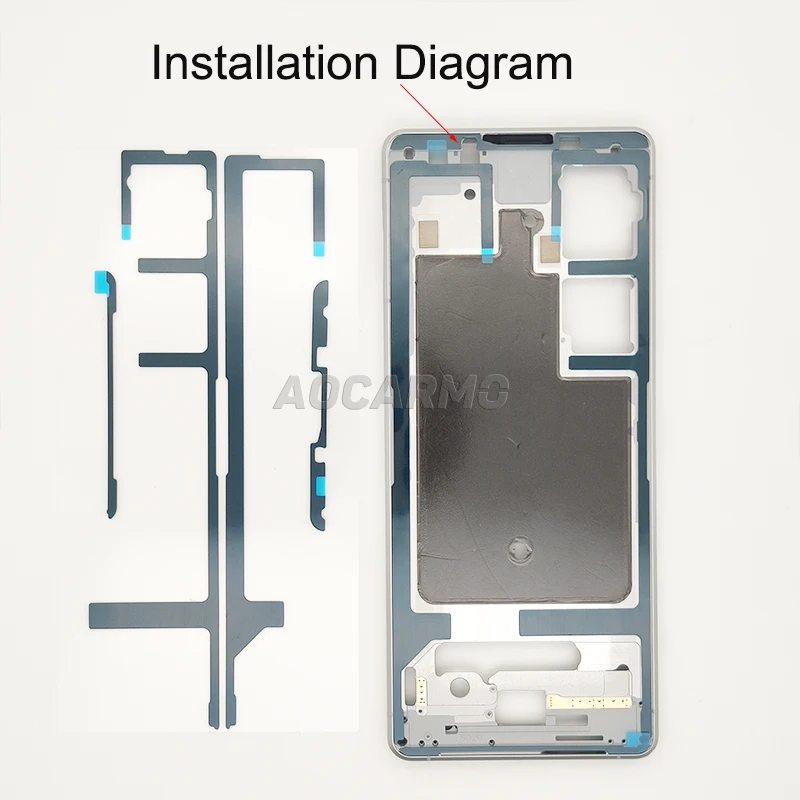 Aocarmo Front LCD Display Screen Adhesive Back Cover Rear Housing Door Sticker Glue Tape For SONY Xperia 1 II X1ii MARK2