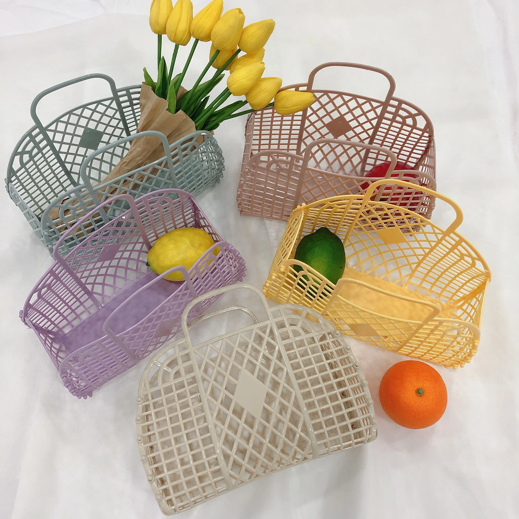 Summer Woman Clutch Bag Yellow Small Basket Beach Bag Outdoor Jelly Bag Purses and Handbags Luxury Designer