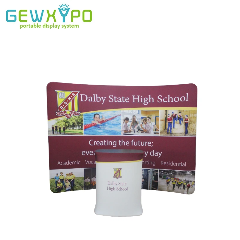 Exhibition Booth Easy Fabric Banner Advertising Display 7.5ftX10ft C-Shaped Backwall With Square Counter Or Square Bar Counter