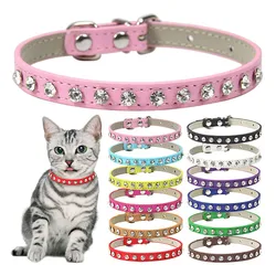 12 colori del Rhinestone di Bling DELL'UNITÀ di elaborazione del Collare di Cuoio per il Gatto Del Cane Accessori Per Animali Domestici di Cristallo Diamante Collare di Cane e Guinzaglio per le Piccole cani