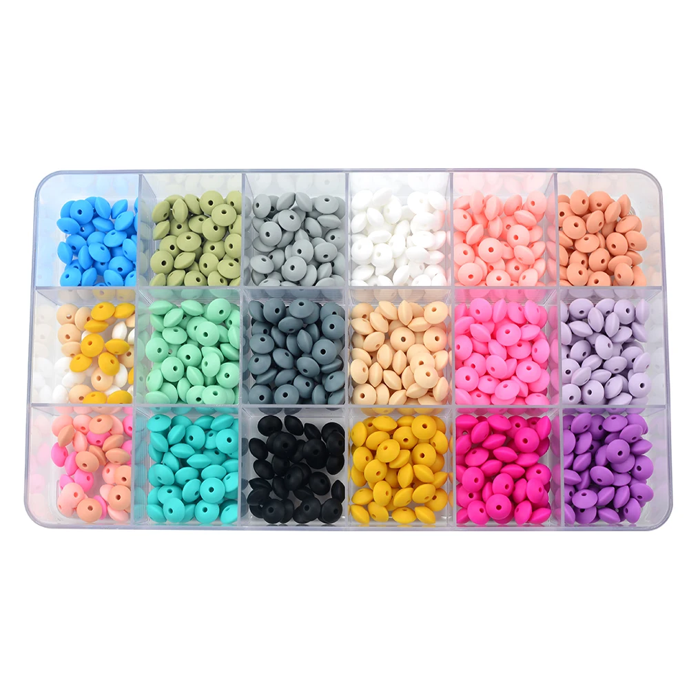 12MM 200pcs/lot Silicone lentil Beads Silicone BPA Free DIY Charms Newborn Nursing Accessory Teething Necklace Teething Toy