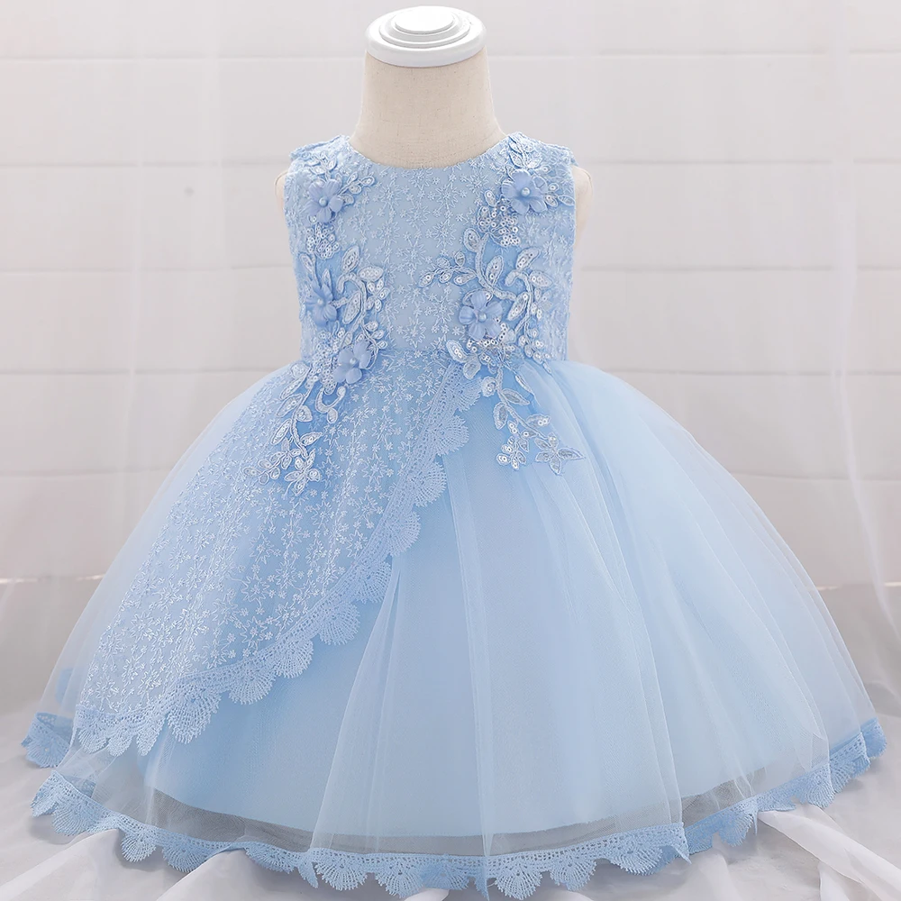 Newborn Flower Girls Wedding Dress Baby Girls Christening Lace Dresses for Party Occasion Prom Kid Clothes 1 Year Birthday Dress