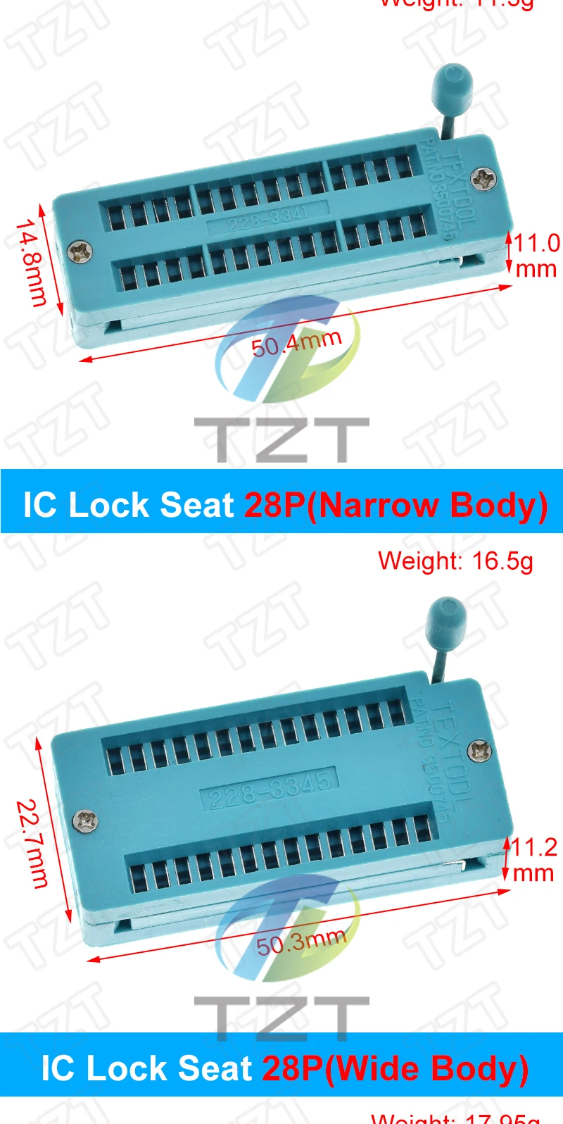 1/3PCS 4 16 18 20 24 28 32 40 P Pin 2,54 MM Grüne Universal-ZIF-Buchse Test-Löttyp Verriegelungsbuchse ZIF-Buchse TZT – Detail 6