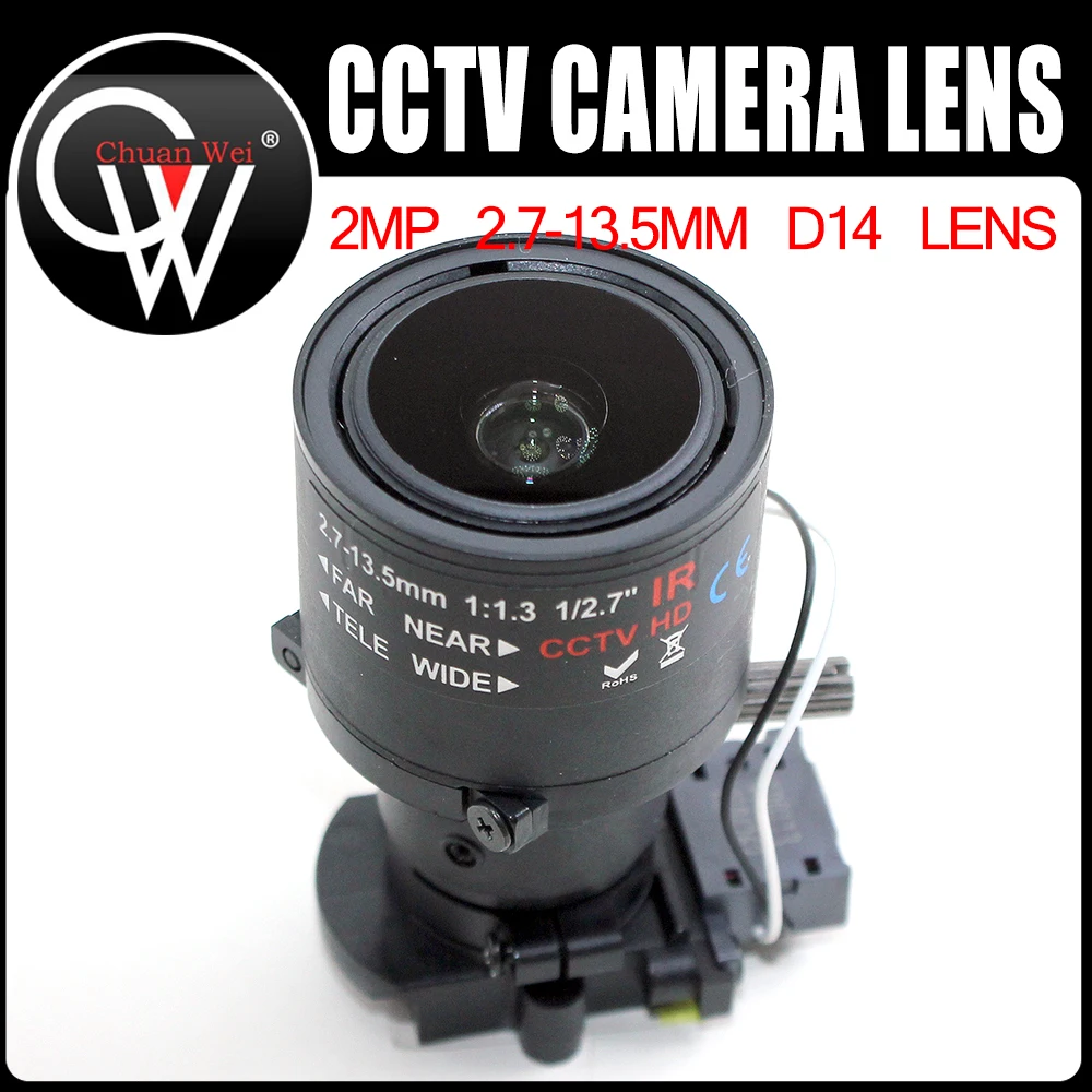 2MP 2.7-13.5mm Manual zoom lens Varifocal cctv IR D14 Lens,F1.3,1/2.7