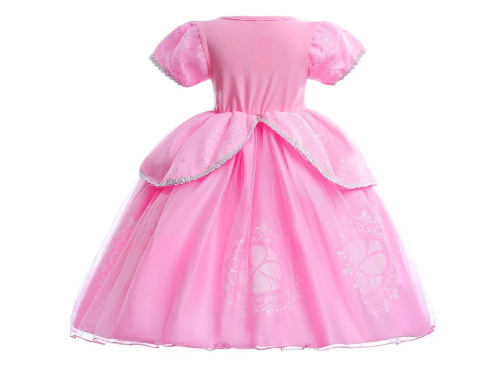 Robe de princesse à manches bouffantes pour filles, tenue fantaisie à paillettes pour fête d'anniversaire, vêtements Cosplay