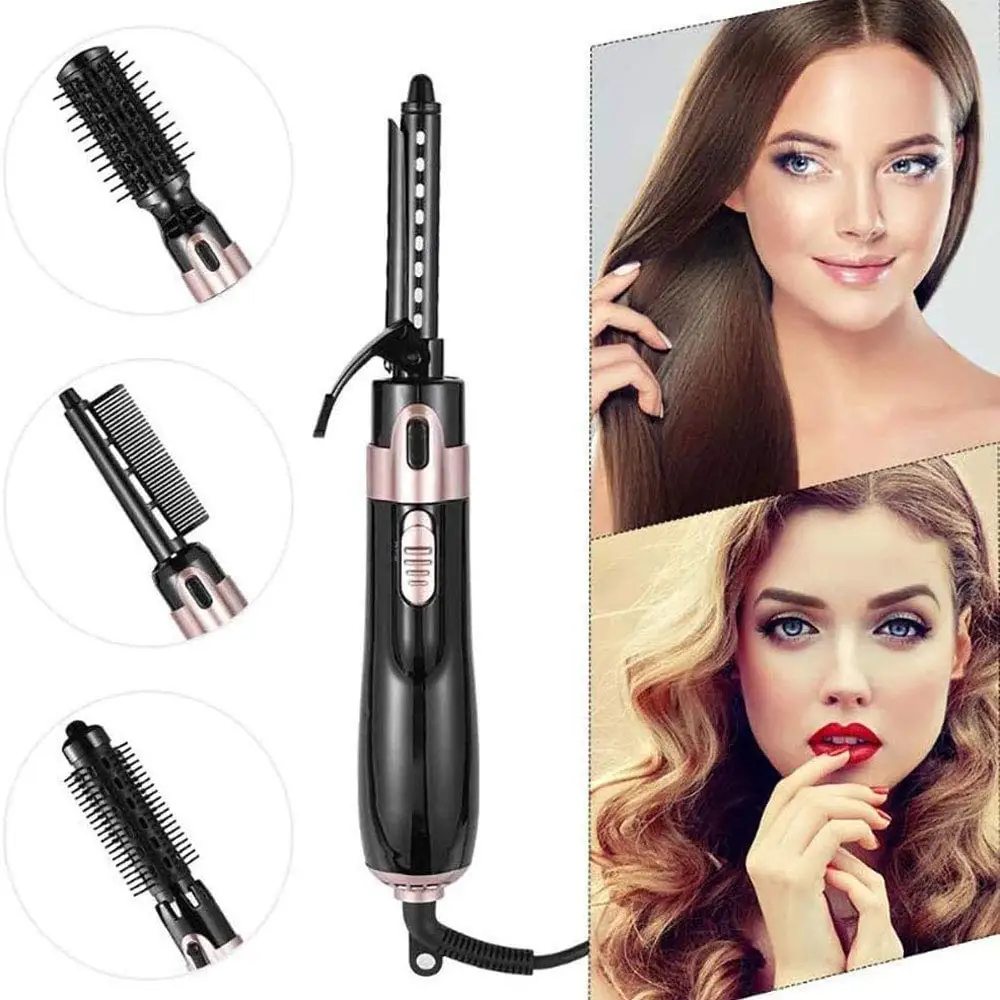 Multifunction Electric Hair Straightener Brush 4 IN 1 Hot Air Hair Dryer Brush & Negative Ion Fast Heat Curler Comb Tools