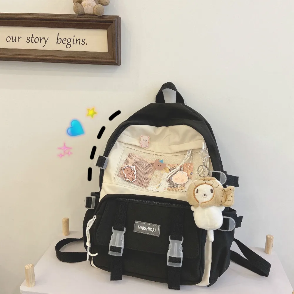 Mochila a cuadros para chicas y adolescentes, morral escolar de gran capacidad, sencillo, estilo Harajuku coreano, ideal para estudiantes