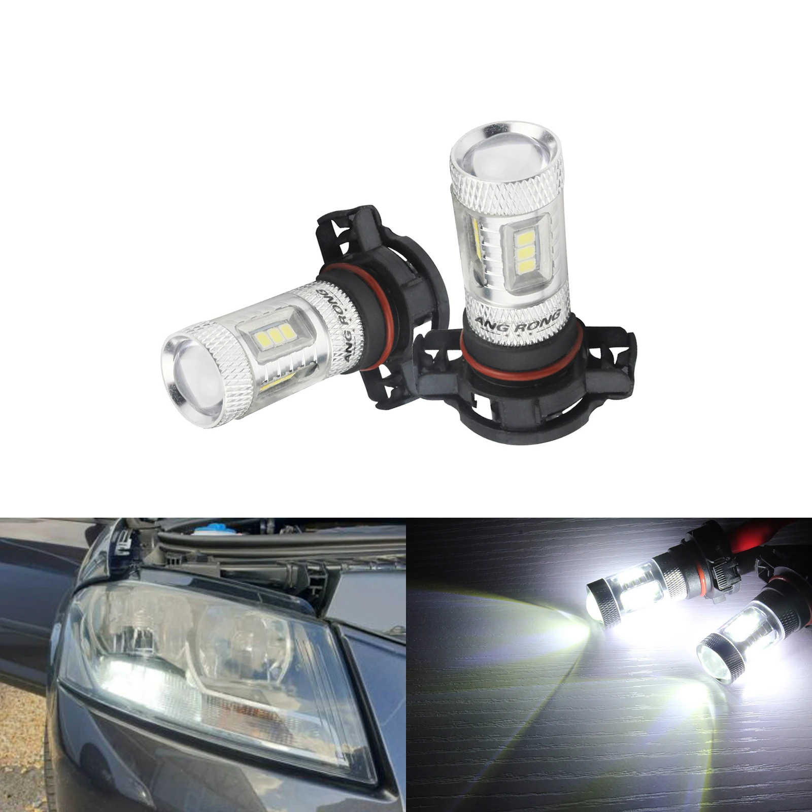 ANGRONG 2x H16 PS19W LED SideLight Daytime Light DRL 5202 Bulb White For Audi A3 8P