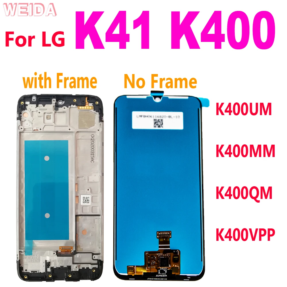 AAA+ LCD For LG K41 LCD Display Touch Screen Sensor Digitizer Assembly With Frame for LG K41 K400 LCD Replacement K400UM K400MM