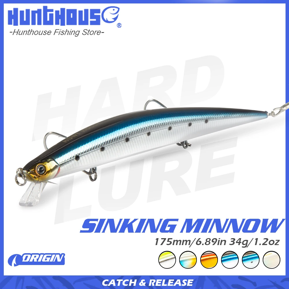 

Hunthouse Slim Tide Minnow Lure 175mm Fishing Lures 2019 Sinking Minnow Saltwater Sea Fishing Hard Bait For Sea Bass