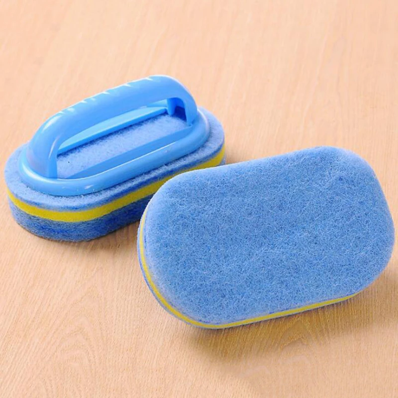 1pc Handheld Bathtub Scrubber Bathtub Sponge Brush Kitchen Cleaning Brush Blue Soft Magic Sponge Scrub Cleaning Brush Gadgets