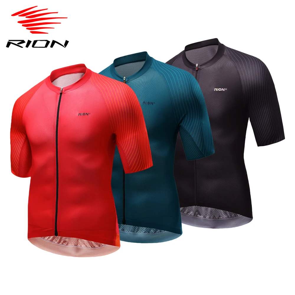 

RION Summer Motocross MTB Maillot Racing Bicycle Men's Jersey Bike Road Shirt Man Cycling Clothing Stripe Short Sleeve Quick-Dry