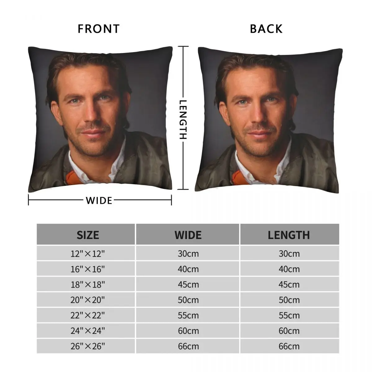 Kevin Costner Square Pillowcase Polyester Linen Velvet Pattern Zip Decor Car Cushion Cover Wholesale