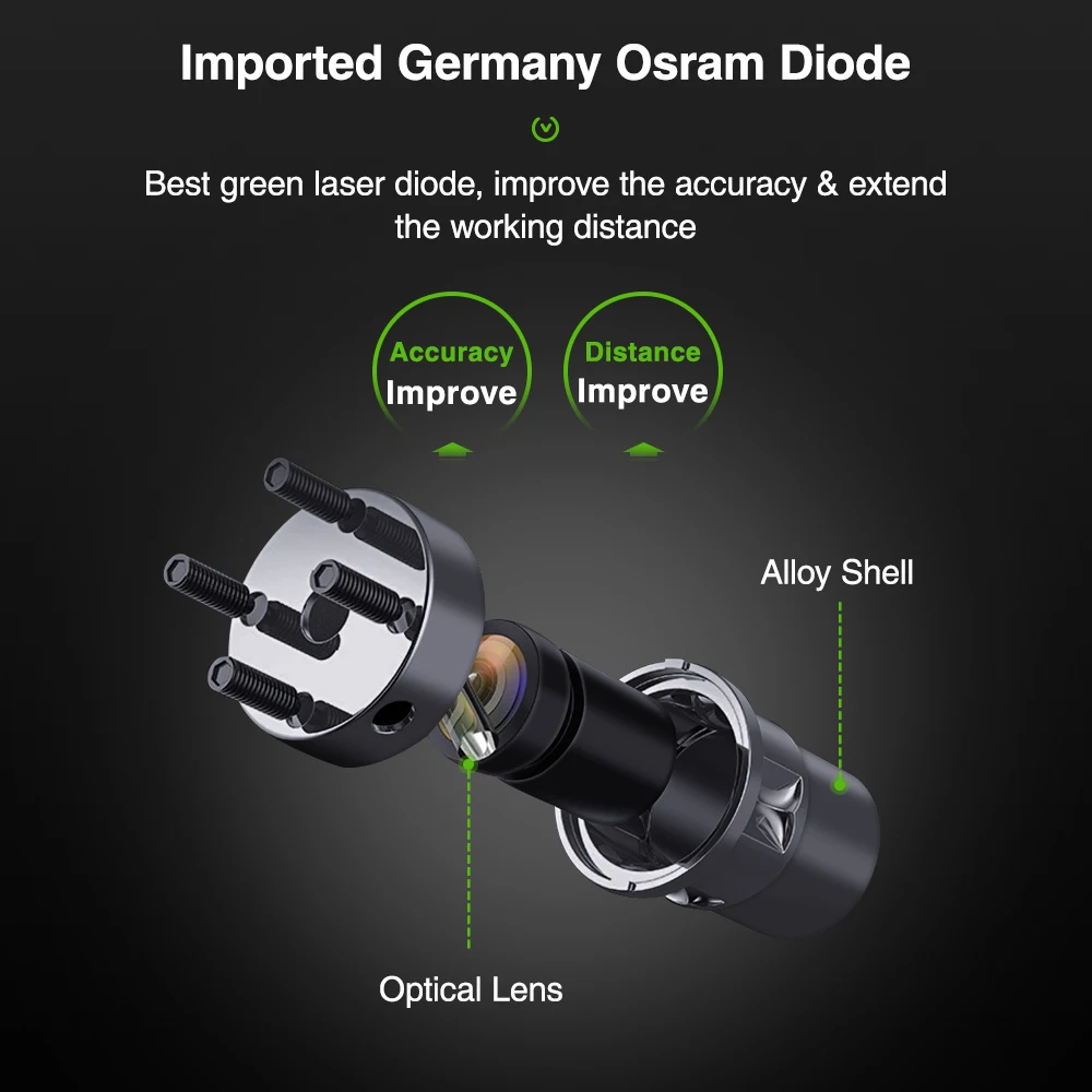 Decteam C011G+DT05A Cross Line Laser Level With 0.5m Tripod 2 Lines Osram Green Self-leveling Vertical & Horizontal Laser Tools