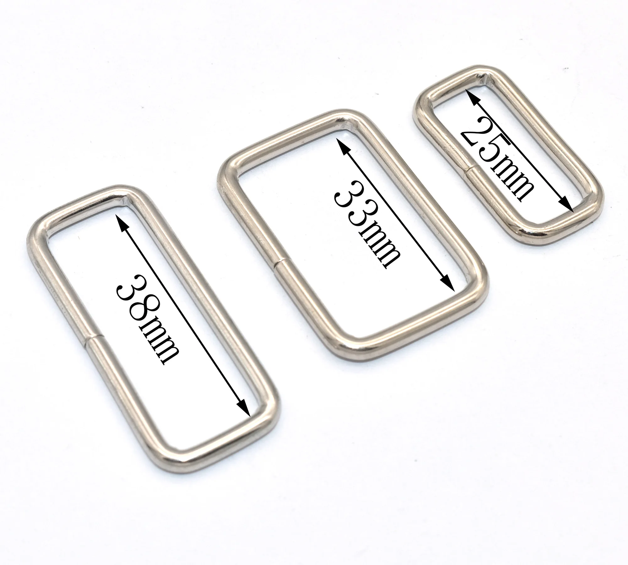 Silver Rectangle Buckle Non Welded 25/33/38mm Rectangle Clasp Iron Buckle DIY Belt Webbing Leather Bag Handbag Purse Accessories