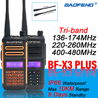 2021 BF X3 Plus High Power Walkie Talkie Long Range Tri-band Ham CB Radio Portable hf Transceiver BaoFeng UV-5R Update Version