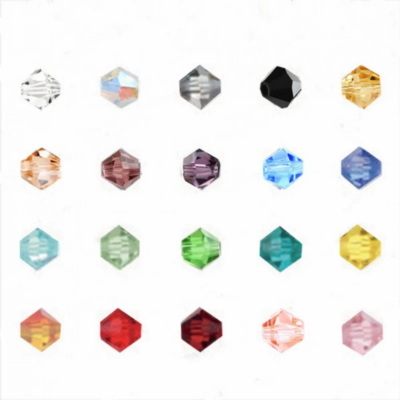 3 4 6mm Austrian Bicone Crystal Beads For Jewelry Making Diy Accessories Multicolor Faceted Glass Space Beads Wholesale