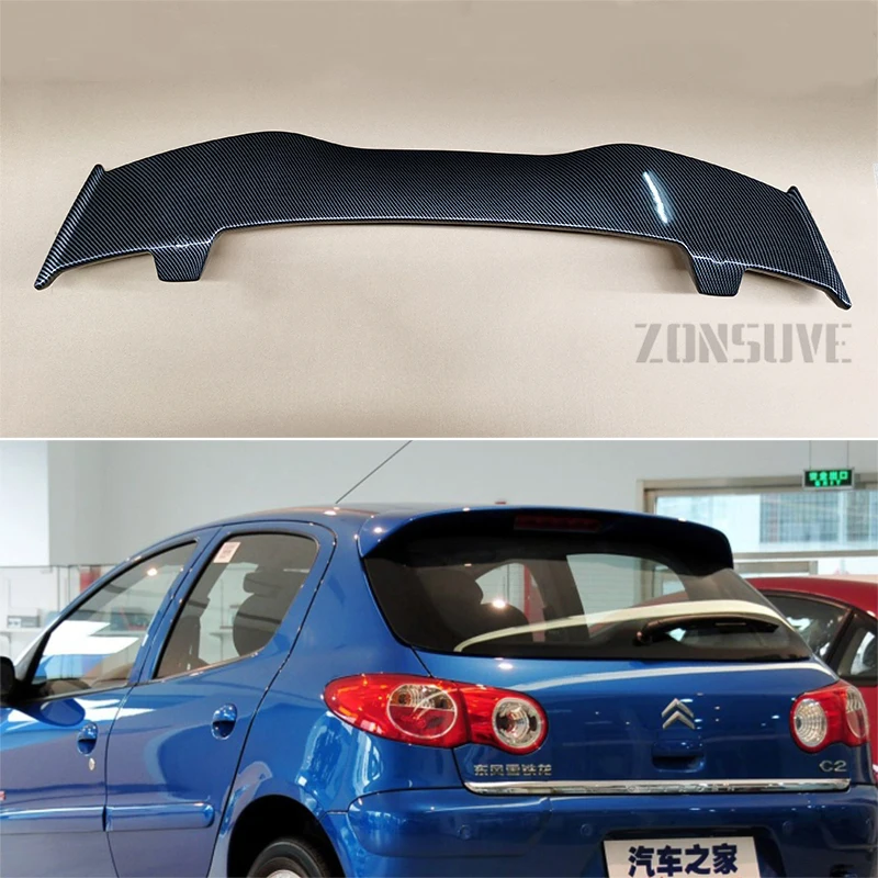 For Citroen C2 Spoiler ABS Plastic Hatchback Roof Rear Wing Body Kit Accessories