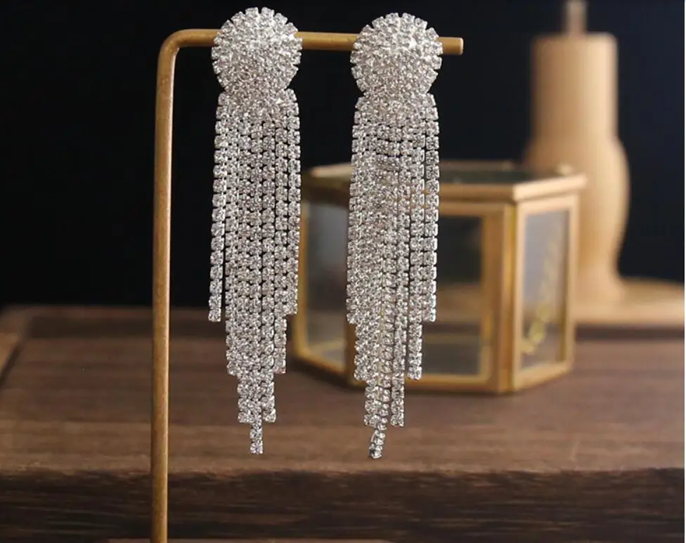 Bling Bling zestaw korony kolczyki biżuteria dla nowożeńców akcesoria ślubne diadem Rhinestone kryształowe nakrycie głowy formalne Bolero Bridal Wrap