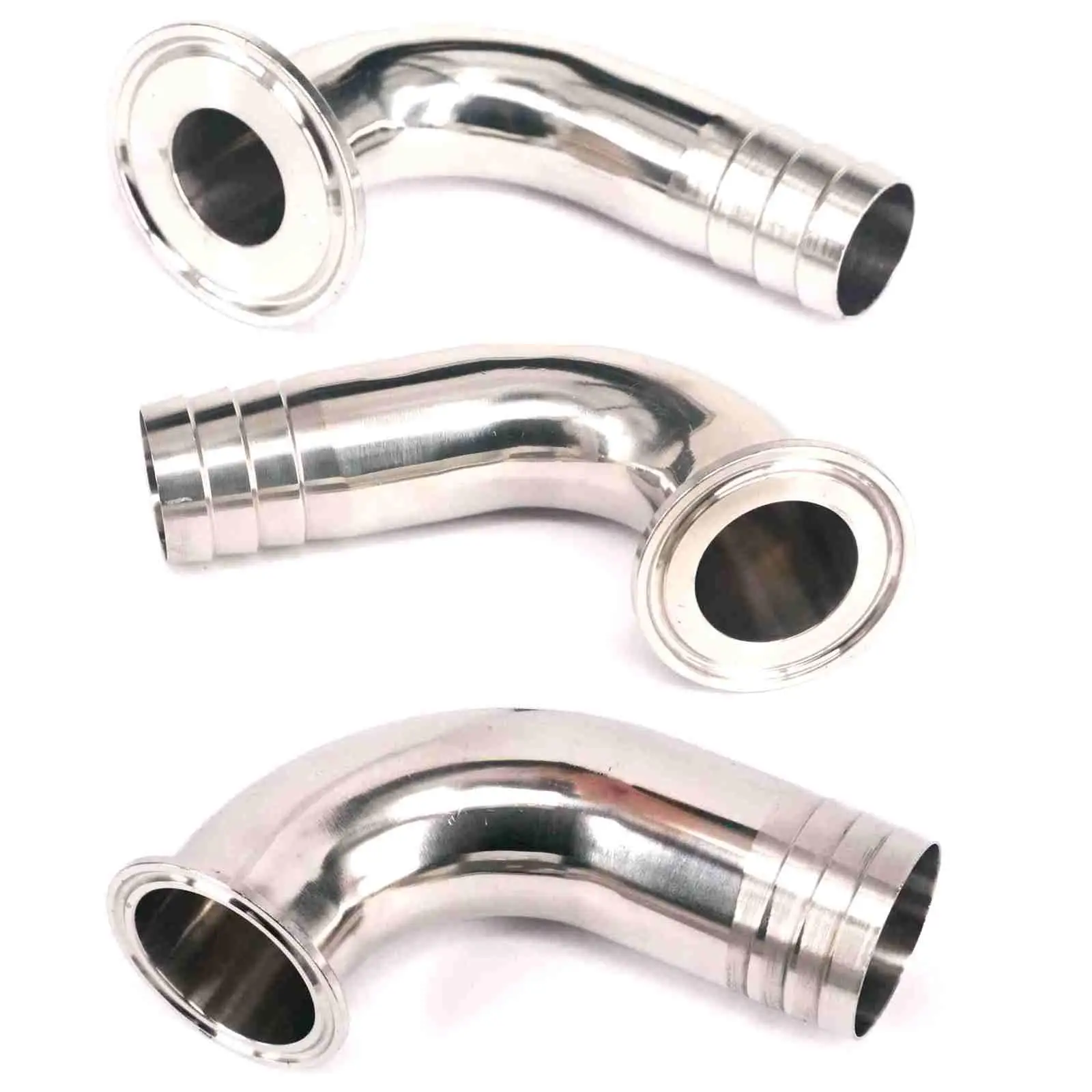 19-102mm Hose Barbed Ferrule O/D 50.5-119mm Tri Clamp 304 Stainless Sanitary Elbow Fittings