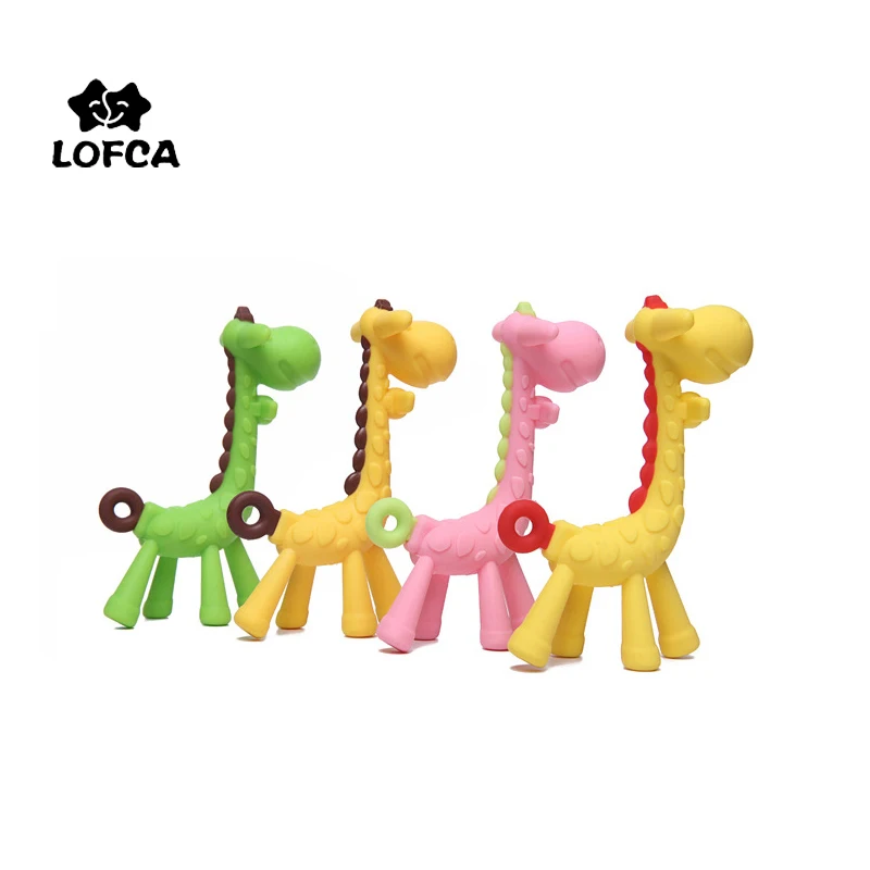 Lofca 1 pçs bebê mordedor silicone grânulos bpa livre grau alimentício silicone forma animal pingente bebê chupeta corrente dentição brinquedo