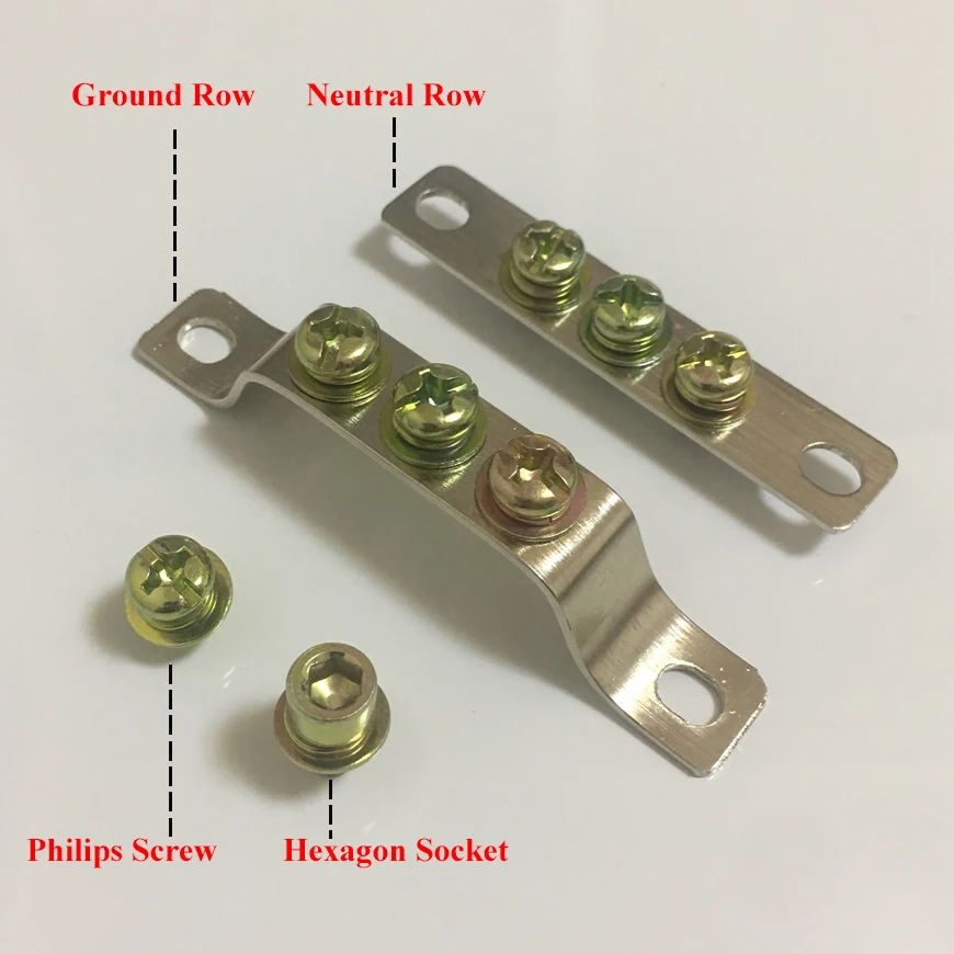 

3*30mm 3x30mm 10P 10 Position Hole Hexagon Socket Philips Singal Neutral Ground Wire Line Row Brass Connector Bar Terminal Block