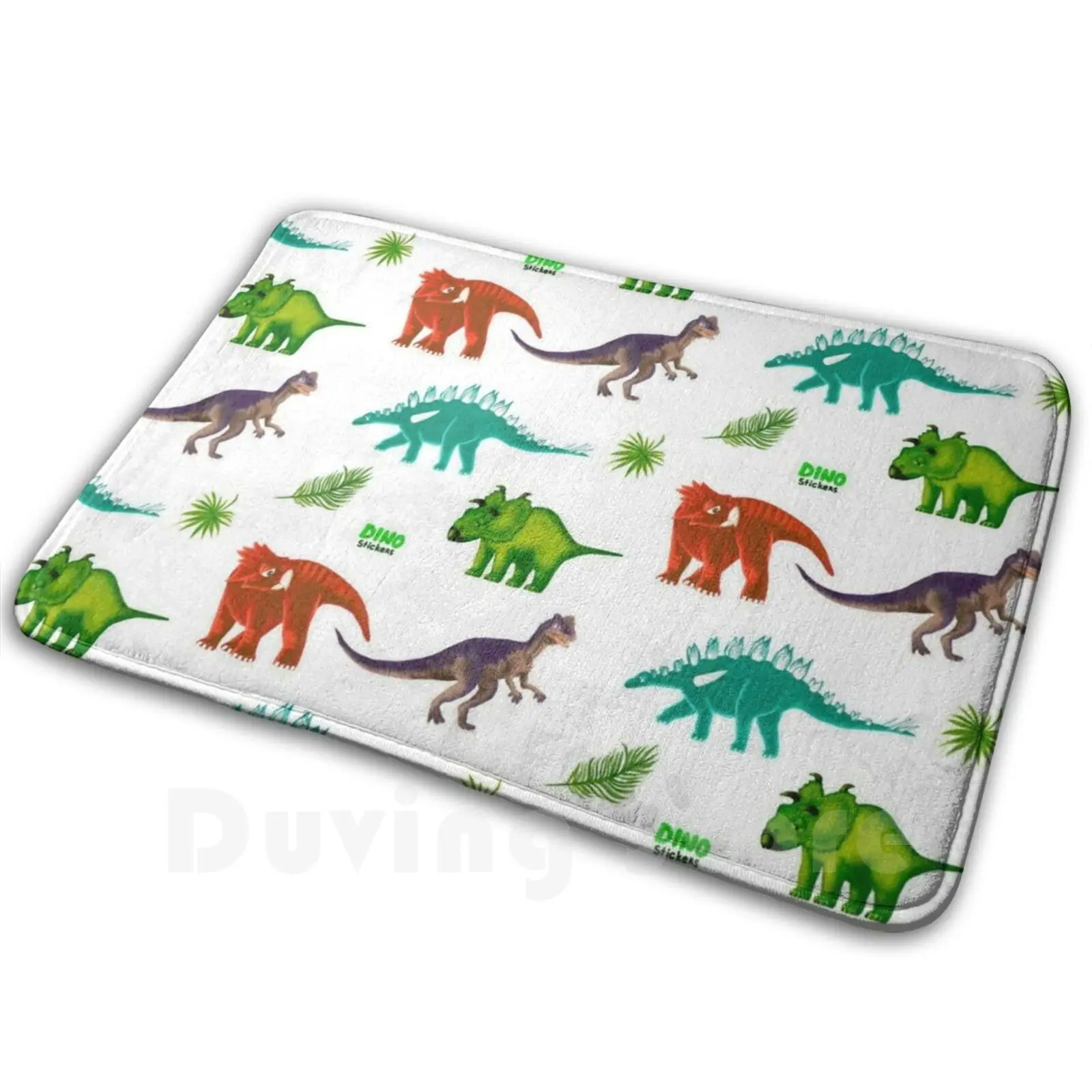 Conjunto de iconos de dinosaurio de dibujos animados para bebé: Albertaceratops, Bagaceratops, Chungkingosaurus, Dilophosaurus, hoja de palma. Para logotipo,