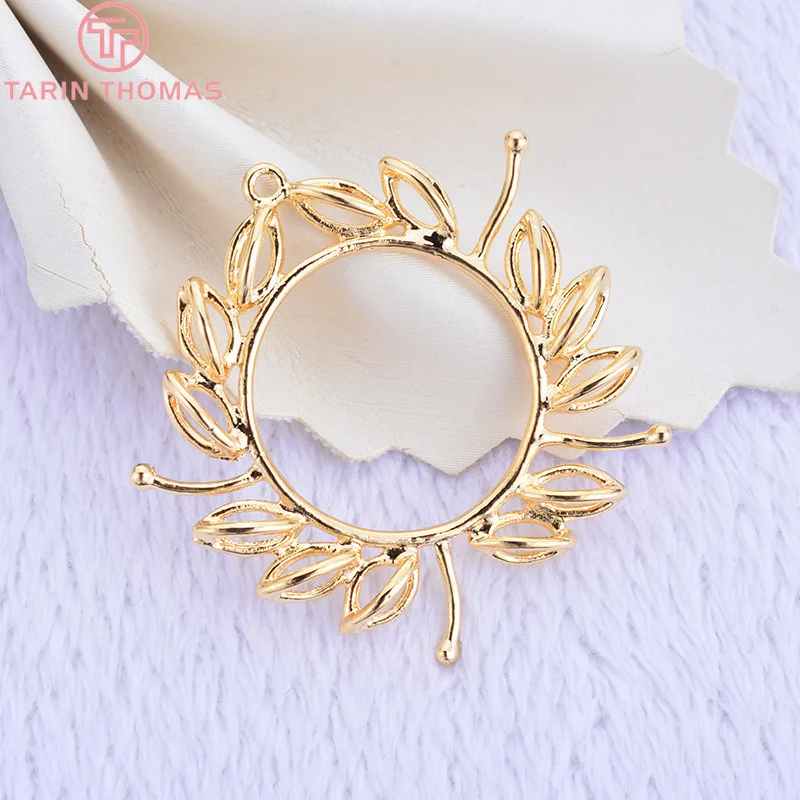 (947)4PCS 30x32MM 24K Gold Color Plated Brass Flower Charms Pendants High Quality DIY Jewelry Making Findings