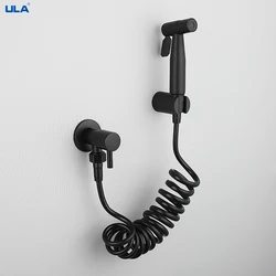 ULA Stainless Steel Black Portable Bidet Sprayer Toilet Bidet faucet Bathroom Shattaf Valve Jet Set hygienic shower for ass