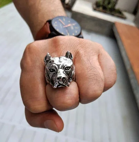 925 Silver Fashion Personality Shar Pei Creative Animal Shape Ring