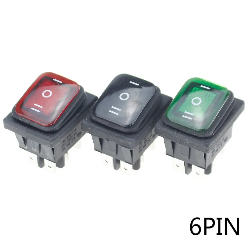 1pcs on off on 12V/220V Heavy Duty 6 pin DPDT IP67 Waterproof Auto Boat Marine Toggle Rocker Switch with LED 12V 220V 27x22mm