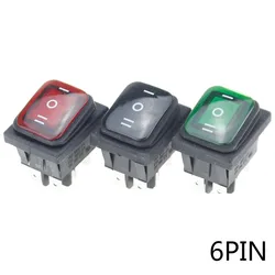 1pcs on off on 12V/220V Heavy Duty 6 pin DPDT IP67 Waterproof Auto Boat Marine Toggle Rocker Switch with LED 12V 220V 27x22mm