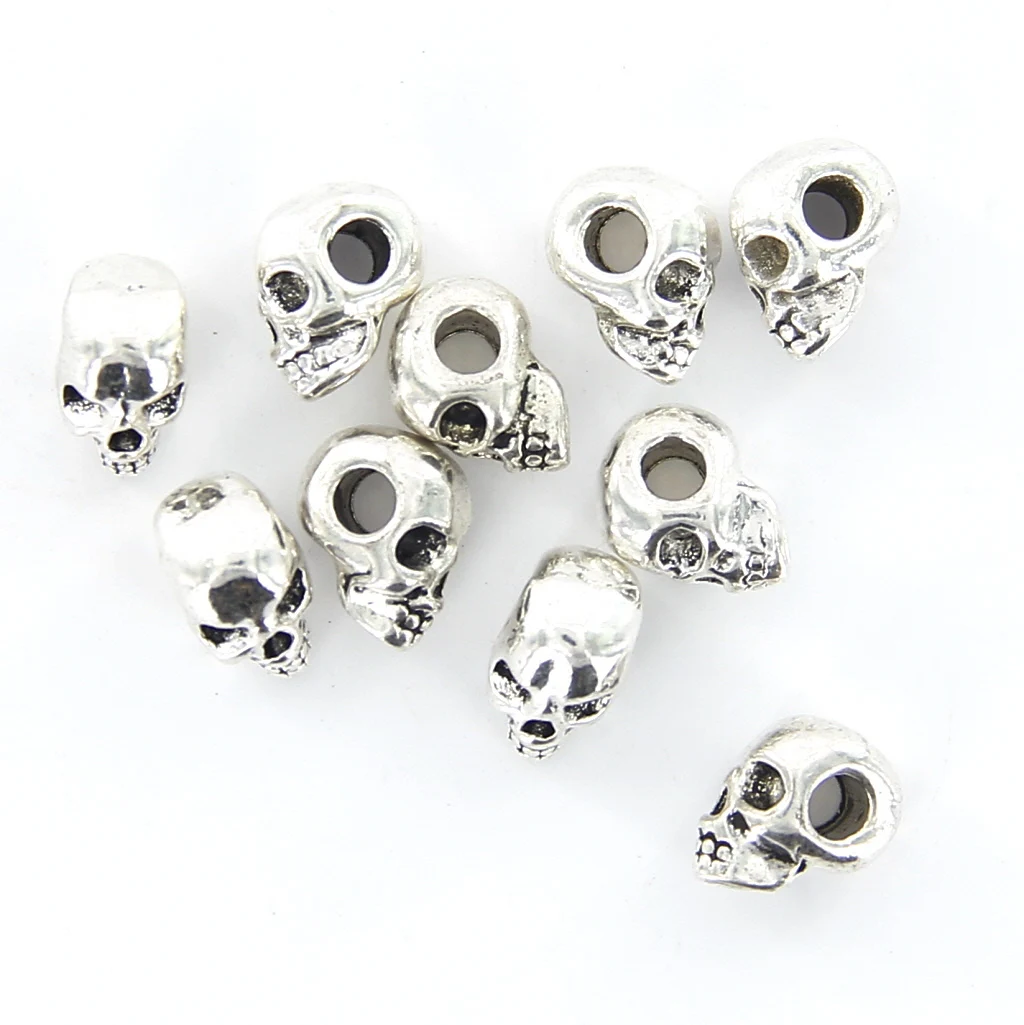 10pcs Antique Skull Spacer Beads Jewelry Accessories for Bracelet Necklace Making 10x8mm