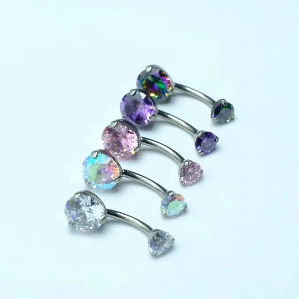 Bauchnabelpiercing ASTM G23 Titan Zirkone Nabelpiercing Ring Körperschmuck Super hübscher Bauchnabelring für Frauen – Detail 7