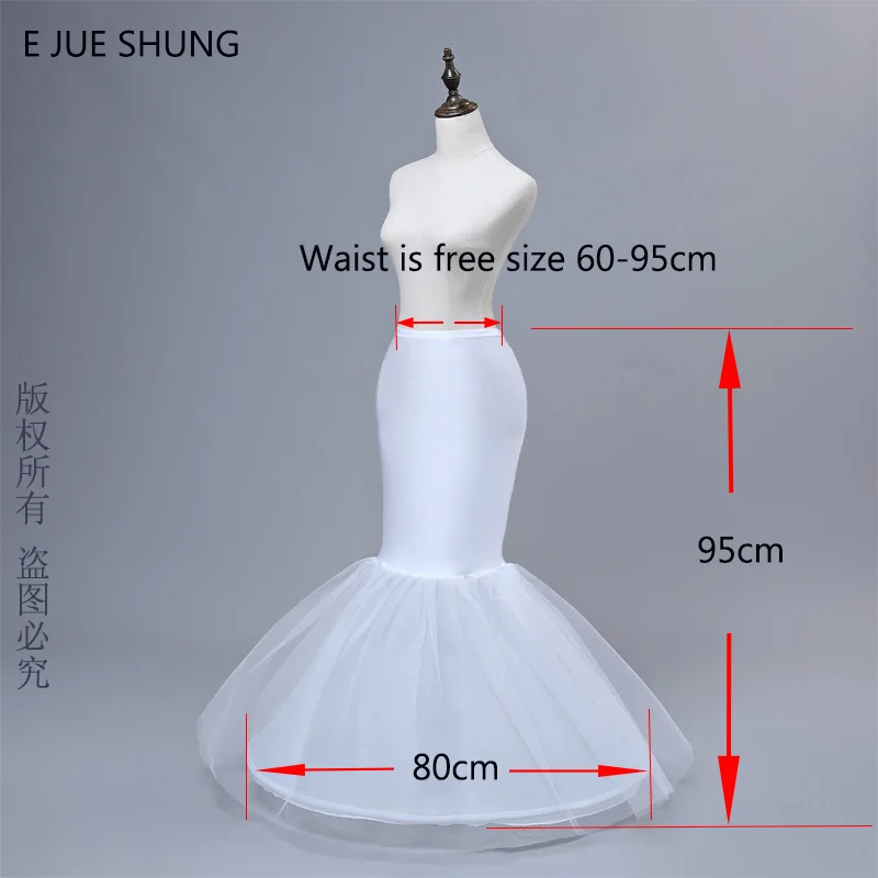 E JUE SHUNG One Hoop Petticoat Slip Crinoline For Mermaid Wedding Dresses Underskirt Women Bridal Petticoat Wedding Accessories