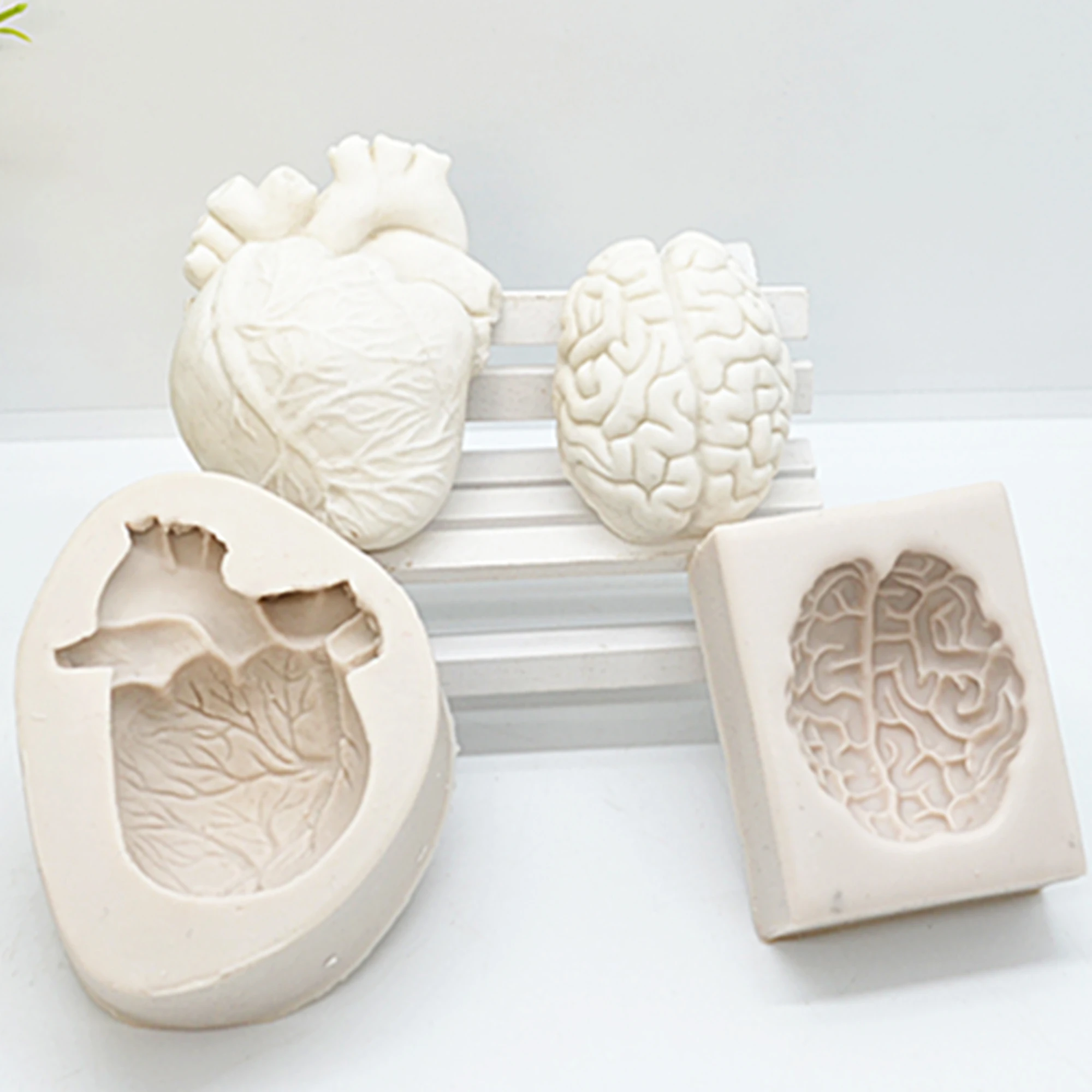 2Pc/Set  Brain And Heart Silicone Fondant Molds DIY Resin Chocolate Mold Cake Decorating Tools Kitchen Baking Accessories M2004